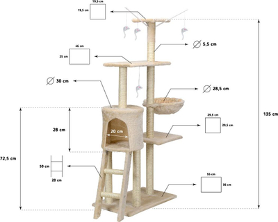 Гребло за мачки Funfit Cat Scratcher XL, со играчки, беж