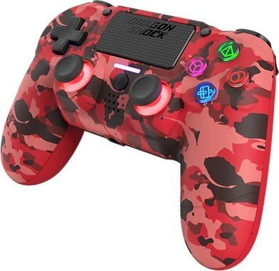Gamepad Dragonshock Mizar Camouflage, Bluetooth, për PS4, i kuq