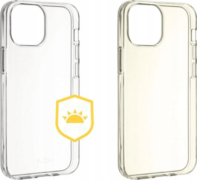Kapak telefoni FIXED Slim AntiUV për iPhone 15 Plus, TPU i butë, kundër nxirjes, transparent