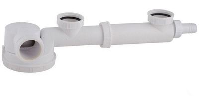 Сифон за кујнски мијалник Wirquin Space Saving, 1 1/2" x 40mm, влез за машина за садови, бел