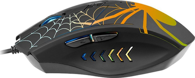 Maus gaming Tracer GameZone Black Widow RGB, me kabllo, 1600 DPI, i zi
