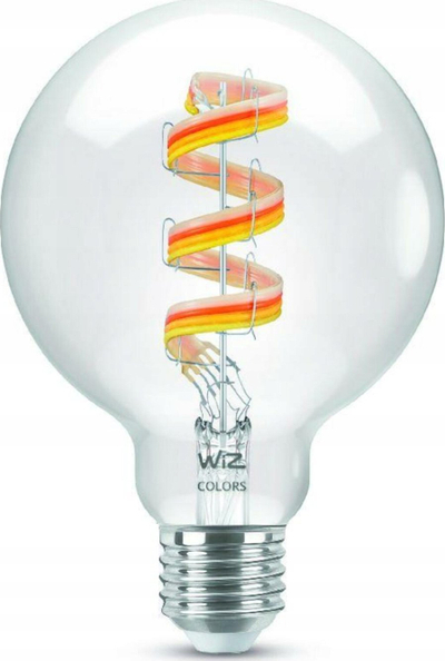 Llampë e zgjuar WiZ Filament G95, LED RGB 6.3W, Wi-Fi E27, transparente