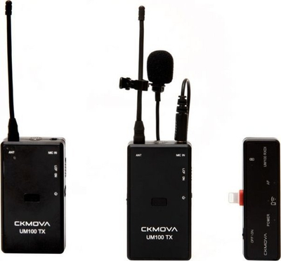 Mikrofon pa tel CKMOVA UM100 Kit6, lavalier UHF, me Lightning, i zi