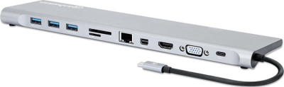Docking station Manhattan 11in1, USB-C, 4K, gri