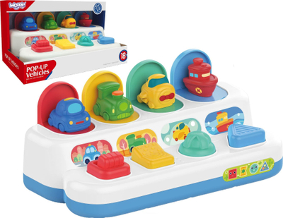 Lodër edukative WOOPIE BABY Pop-Up Vehicles, panel me butona që dalin, 18m+, me ngjyra të shumta