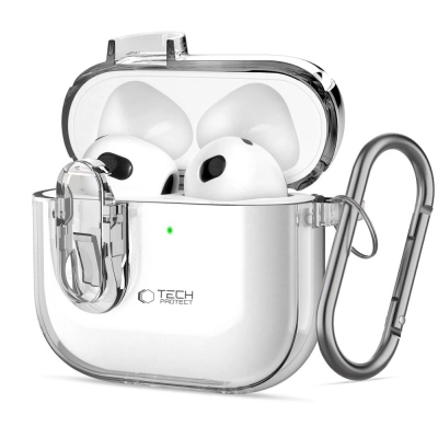 Mbrojtëse kufjesh Tech-Protect Slim Hook për Apple AirPods 4, transparente
