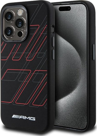 Mbulesë telefoni AMG Silicone për iPhone 15 Pro Max 6.7", me MagSafe, e zezë
