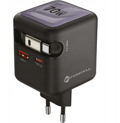 Karikues makine Forcell GaN III, 70W, USB C dhe USB A, i zi