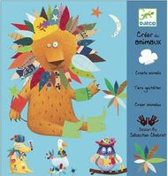 Set krijues me ngjitëse Djeco Create with Stickers Animals, aktivitet me kafshë, 3 6 vjeç, shumëngjyrësh