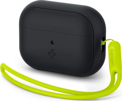 Mbulesë silikoni Spigen Silicone Fit Strap për Apple AirPods Pro 1 dhe 2, me rrip për ta mbajtur, e zezë