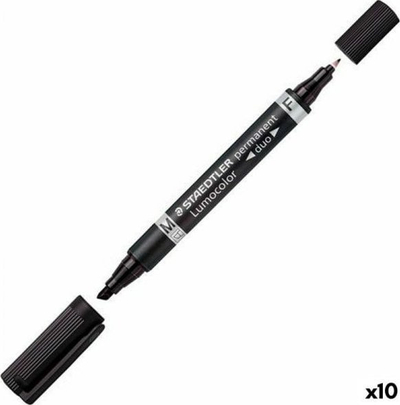 Set me markerë permanent Staedtler Lumocolor 348 B Duo, 10 copë, të zinj