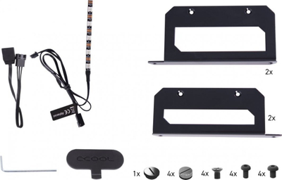 Rezervuar ftohës uji për PC Alphacool Rise Flat DDC, 120x120x50mm, me pompë, i zi e bardhë