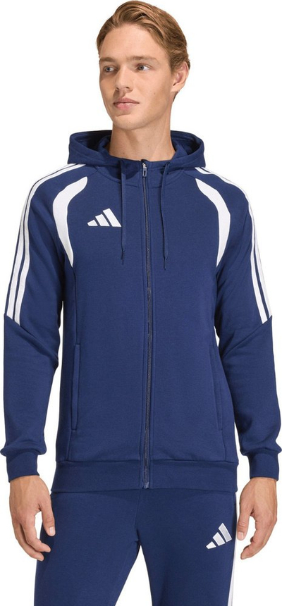 Bluzë me kapuç Adidas Tiro26 League, me zinxhir komplet, fleece, blu e errët