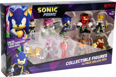 Set figurina Sonic Prime Superbuzz, 12 figura për koleksion, për kalamaj, shumëngjyrësh