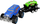 Set lodrash MEGA CREATIVE 498670, xhip terreni me rimorkio, makinë sportive, blu dhe jeshile