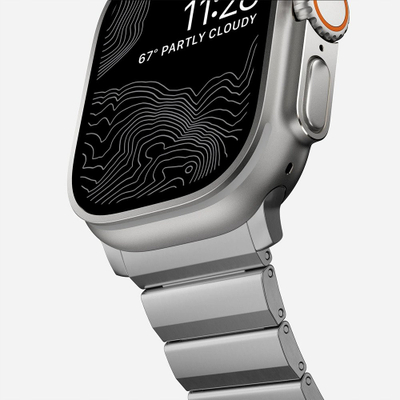 Rrip ore Nomad Titanium Band për Apple Watch 45 49mm, titan, ngjyrë argjendi