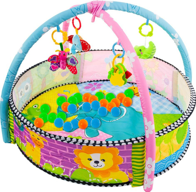 Играчки тепих за бебиња Евробејби Pool Mat with Balls 9600-2, со топчиња, со лак со играчки, мултиколор