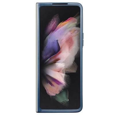 Mbulesë telefoni Guess Triangle për Samsung Galaxy Z Fold 5, lëkurë PU, me kristale, blu