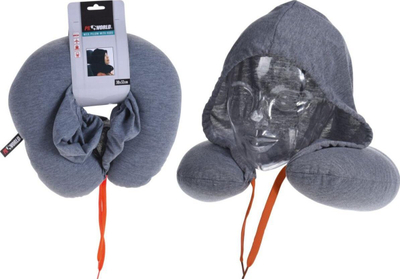 Jastëk udhëtimi ProWorld Neck Pillow With Hood, formë U, 30x32cm, gri