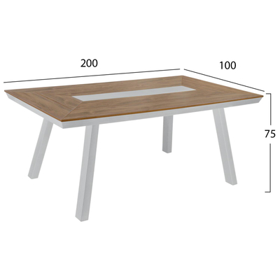 Tavolinë alumini 200×100 cm (HM5131.11), bardhë