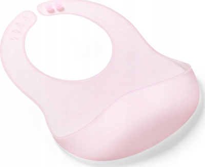 Babero BabyOno Ultra-thin, silikon, nga 6 muaj, rozë