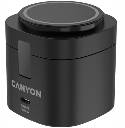 Центар за безжично полнење Canyon CNS-WCS405B, 4 во 1, 30W, со полнач 65W, црна