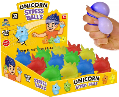 Top anti-stres Trifox Unicorn, lodër shtrydhëse, diametri 10 cm, shumëngjyrësh
