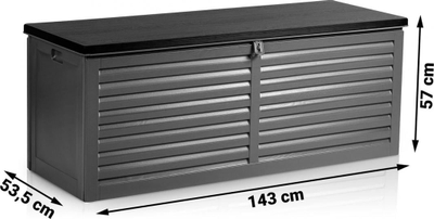 Кутија за во двор Garden Chest, 143 x 57 x 53.5 cm, 390L, црна и сива
