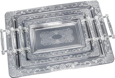 Set tabakash metalike Kinghoff KH-4741, 3 copë, për zbukurim, ngjyrë argjendi