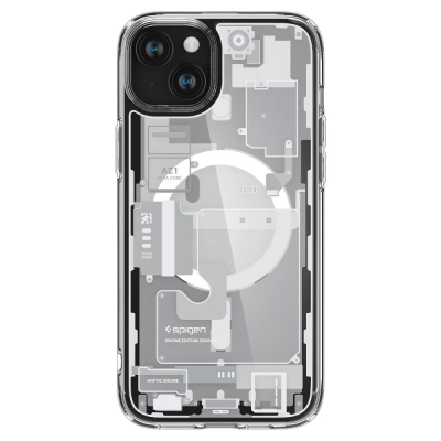 Mbrojtëse telefoni Spigen Ultra Hybrid MagSafe Zero One për iPhone 15 Plus, transparente, e bardhë
