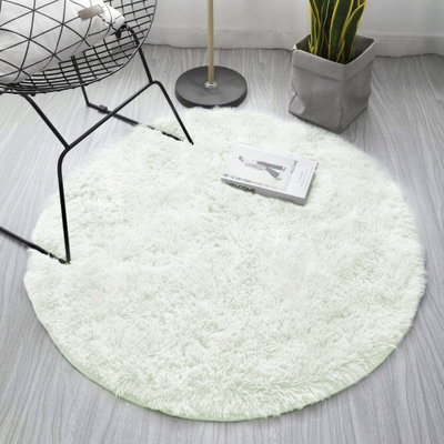 Tapet Shaggy Strado Round, 120x120 cm, push i lartë, White Lime