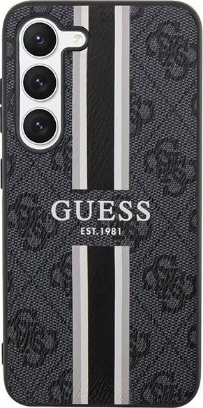 Kapak telefoni Guess 4G Printed Stripe për Samsung Galaxy S23, saffiano, i zi