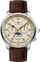 Orë burrash Zeppelin Mediterranean Moon Phase 96365, quartz, rrip lëkurë, kornizë argjendi, panel bezhë