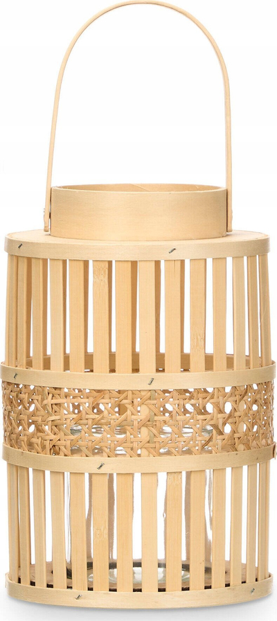 Lampion dekorativ Giftdecor Elysian, bambu, 16.5 x 39 cm, bezhë