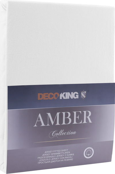 Чаршаф со ластик DecoKing Amber, 140-160x200 cm, памук, бел