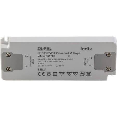 Furnizues LED Zamel ZNS-12-12, 12W, 12V DC, i bardhë
