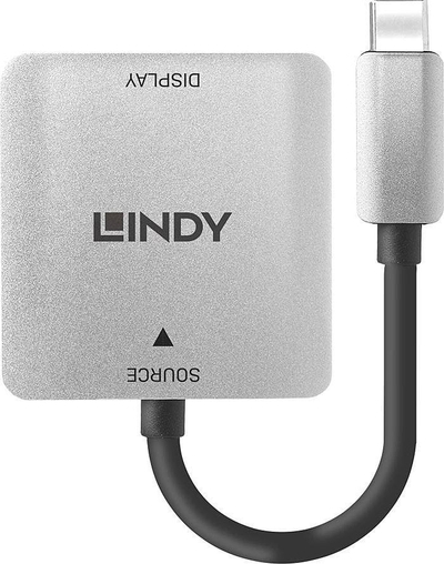 Adaptues video Lindy 43295, USB Type C në VGA, 0.12 m, gri