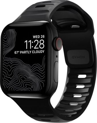 Rrip ore Nomad Sport Strap Waterproof, për Apple Watch 44mm 42mm, FKM, i zi