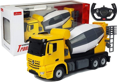 Lodër kamion Mercedes Benz Arocs Leantoys, me telekomandë 1:14, mikser betoni, i verdhë