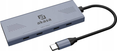 USB hub Akasa USB-C Hub to 4x USB-C, 10Gbps, gri