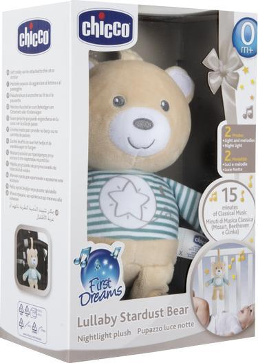 Lodër muzikore Chicco Musical Teddy Bear, arush pelushi, dritë nate, bezhë