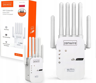 Përforcues Wi‑Fi Zenwire, 300 Mb/s, 2.4 GHz, i bardhë