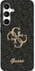Kapak telefoni Guess Fixed Glitter Big 4G Metal Logo për Samsung Galaxy S25, TPU polikarbonat lëkurë eco, i zi