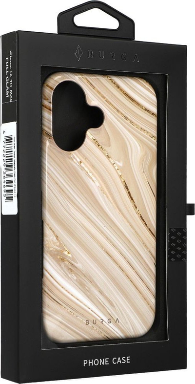 Kuti mbrojtëse Burga Full Glam Tough MagSafe për iPhone 16, silikon dhe plastikë, e zezë bezhë