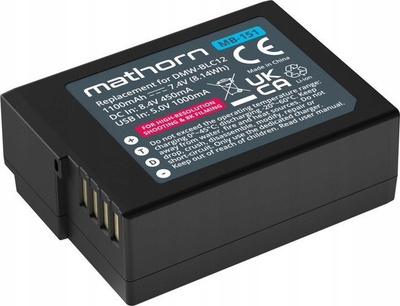 Bateri për kamerë Mathorn MB-151, në vend të Panasonic DMW-BLC12, me karikim USB-C