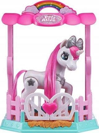 Lodër elektronike ZURU Pets Alive My Magical Unicorn, me stallë, interaktive 20 funksione, rozë