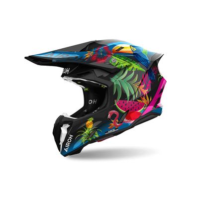 Helmetë motocross Airoh Twist 3 Amazonia, termoplastike HRT, madhësia XL, shumëngjyrëshe