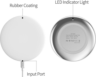 Karikues wireless Usams US-CD24, 10W, me LED, i bardhë
