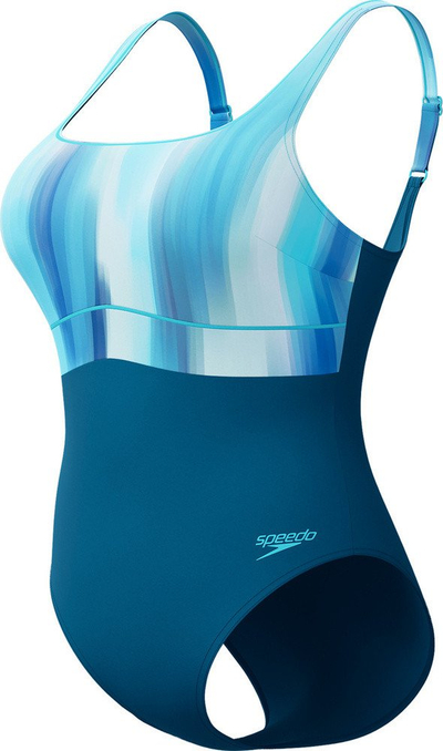 Женски едноделен костим за капење Speedo Eco New Contour Eclipse, отпорен на хлор, изработен од материјали пријателски кон животната средина