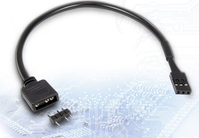 Kabllo e brendshme energjie Inter-Tech 88885550, adapter 3-pin 5V RGB në VDG, 0.2m, e zezë